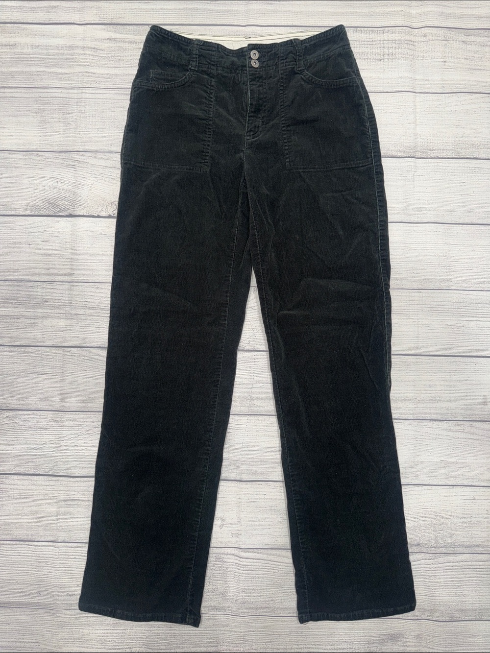 Liz Claiborne Dark Green Straight Leg Micro Corduroy Pants